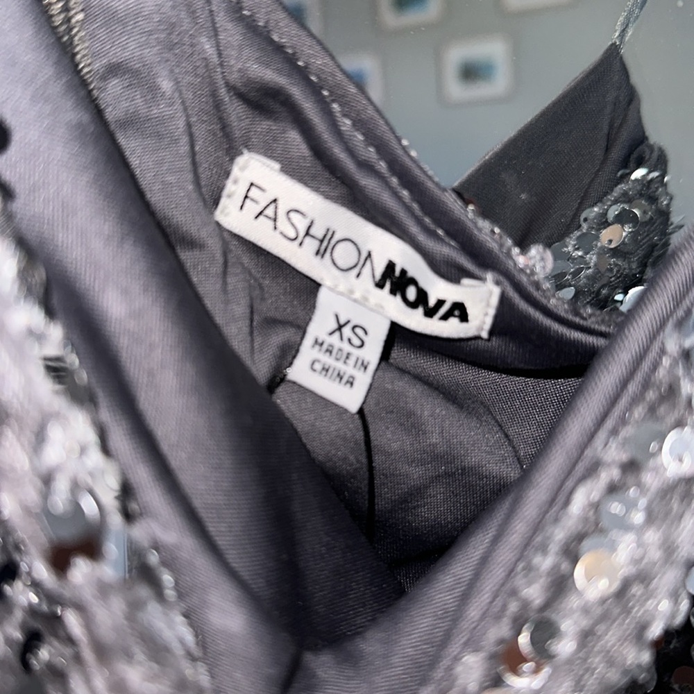 Fashion Nova Silver Sequin One-Shoulder Dress - Picture 5 of 11